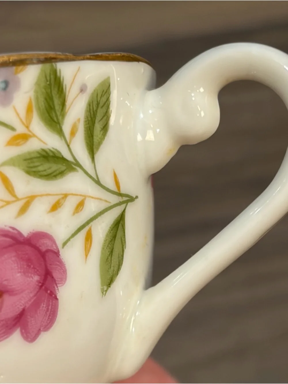 Vintage Lefton Hand Painted Replacement Tea Cup 5804R Pink Purple Flowers - Picture 8 of 16